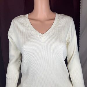 Ralph Lauren Women's Ivory V-Neck Sweater